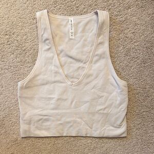 Athleta Ribbed Cream Crop Top